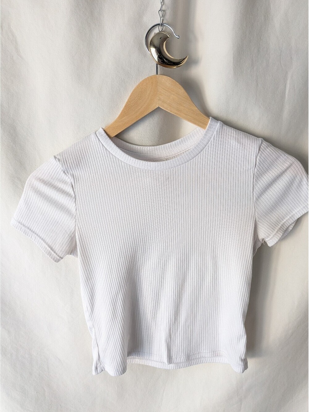 No Boundaries White Ribbed Short Sleeve Shirt Size S (3-5)